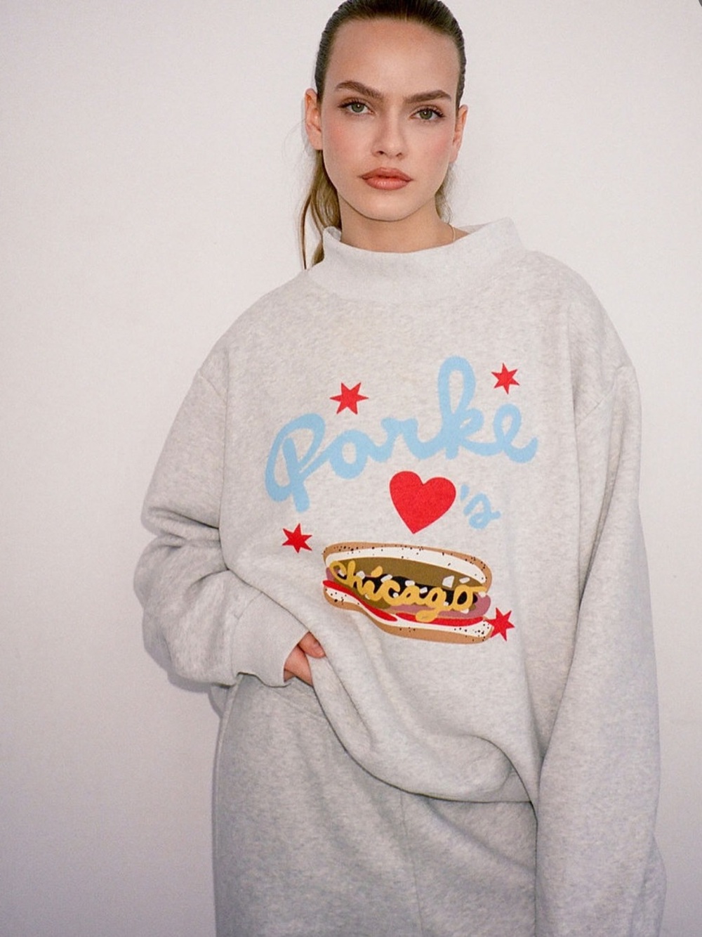 Parker Heart Chicago Graphic Sweatshirt - Light Gray